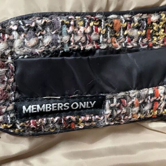 Members Only Green Brown Wool Blend Bomber Tweed Puffer Jacket Medium - Picture 4 of 9